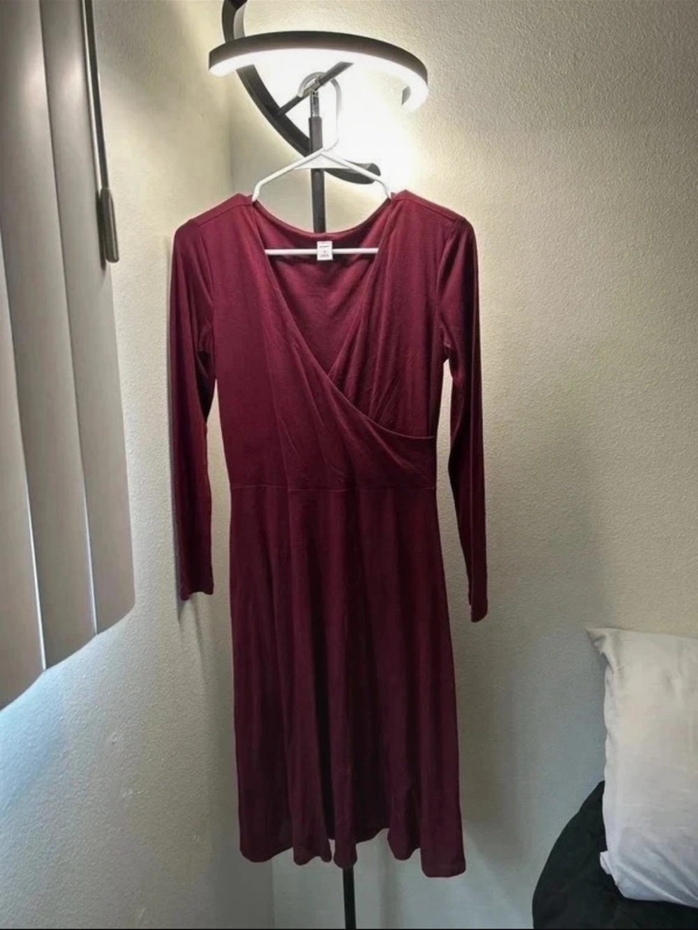 Old Navy Long Sleeve Wrap-Style Dress - Burgundy